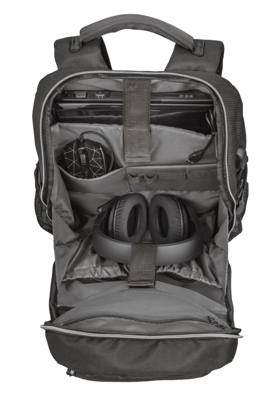 15.6" Trust Gaming Backpack GXT 1255 Outlaw, Black, 20 L, 4 Dedicated compartments to safely transport mouse, headset, tablet and other accessories photo 5