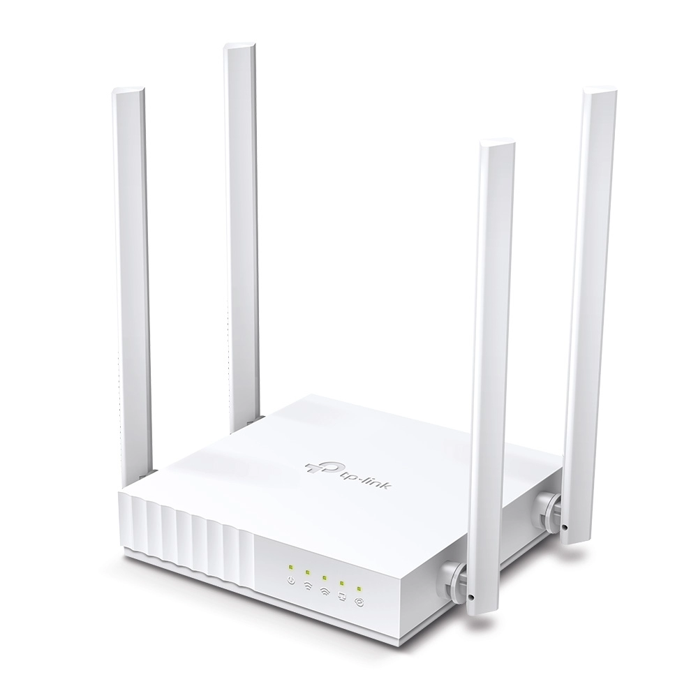 TP-LINK Archer C24  AC750 Dual Band Wireless Router, 433Mbps at 5GHz + 300Mbps at 2.4GHz, 802.11a/b/g/n/ac, 1 WAN + 4 LAN, Multi-Mode 3in1: Router / Access Point / Range Extender Mode, Wireless On/Off, 4 fixed antennas, Guest Network