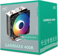 DEEPCOOL Cooler "GAMMAXX 400 K", Socket LGA1700(adapter needed)/1200/1151/1150/1155 & AM5/AM4/AM3/FM2, 1x Fan:120x120x25mm  with 6 colors LED, 500~1500 RPM±10%, <27dB(A), Heatpipe 6mm x4 pcs, 56.5 CFM, 4-pin PWM, Hydro Bearing thumbnav 4
