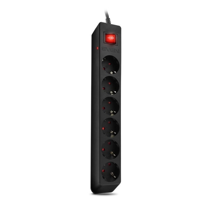 Surge Protector SVEN Optima, 6 Sockets with children protection, 5m, Black