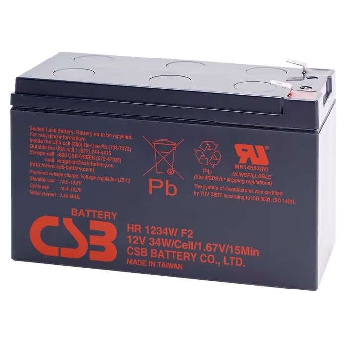 CSB Battery 12V 9AH, HR 1234W F2, 3-5 Years Life Time