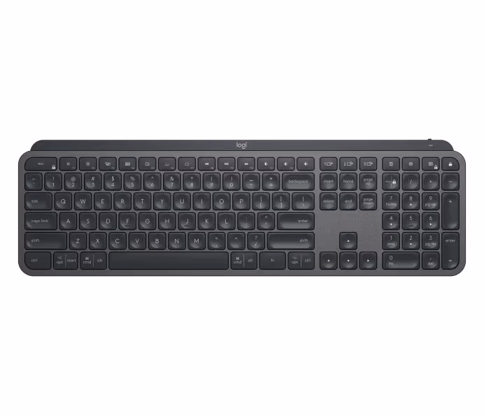 Logitech Wireless MX Keys Advanced Illuminated Keyboard, Logitech Unifying 2.4GHz wireless technology, Bluetooth Low Energy, Rechargeable with USB type C, RUS, Graphite 
