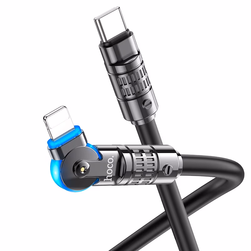 Кабель Type-C на Lighning HOCO “U118 Triumph” / 1.2m / Zinc alloy / 27W / Black 