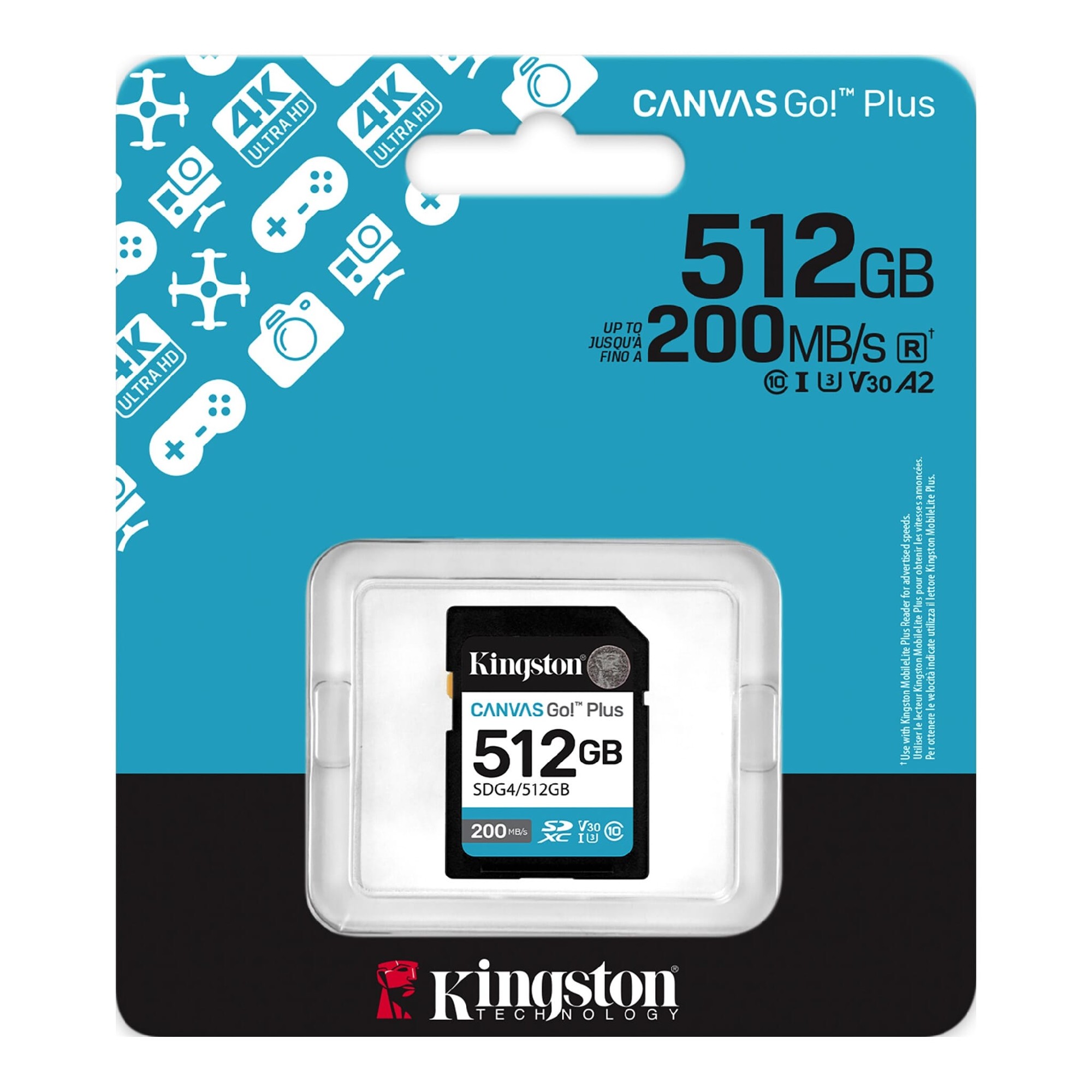 Card de memorie SD 512GB Kingston Canvas Go! Plus G4, 200/160MB/s photo 3