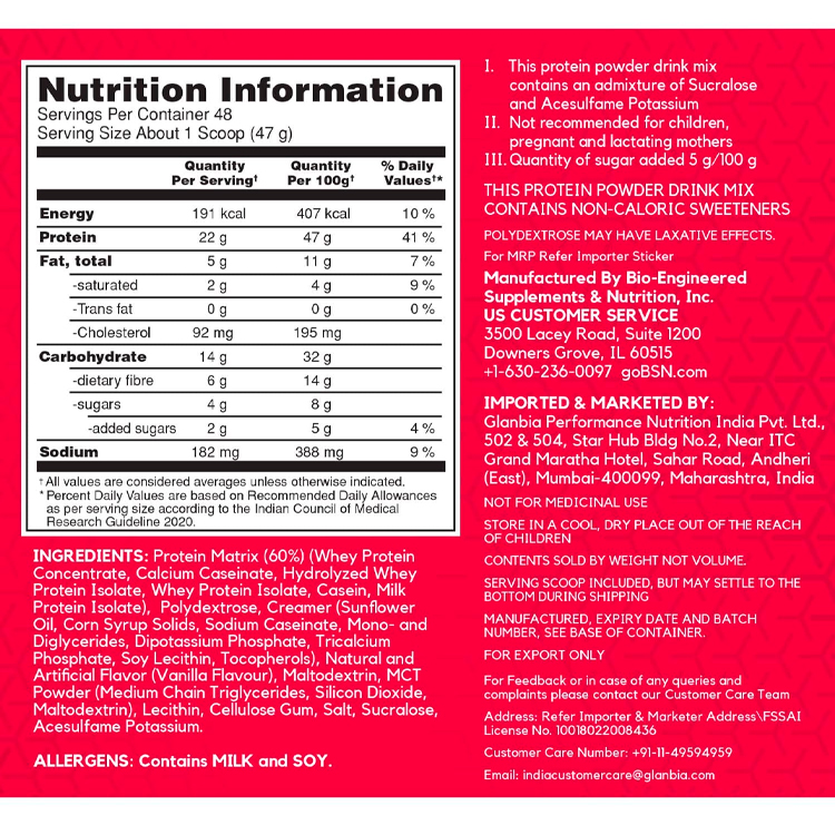 Сывороточный протеин BSN SYNTHA-6 Ultra Premium Protein Matrix, Vanilla Ice Cream 5lb/2.27 кг photo 2
