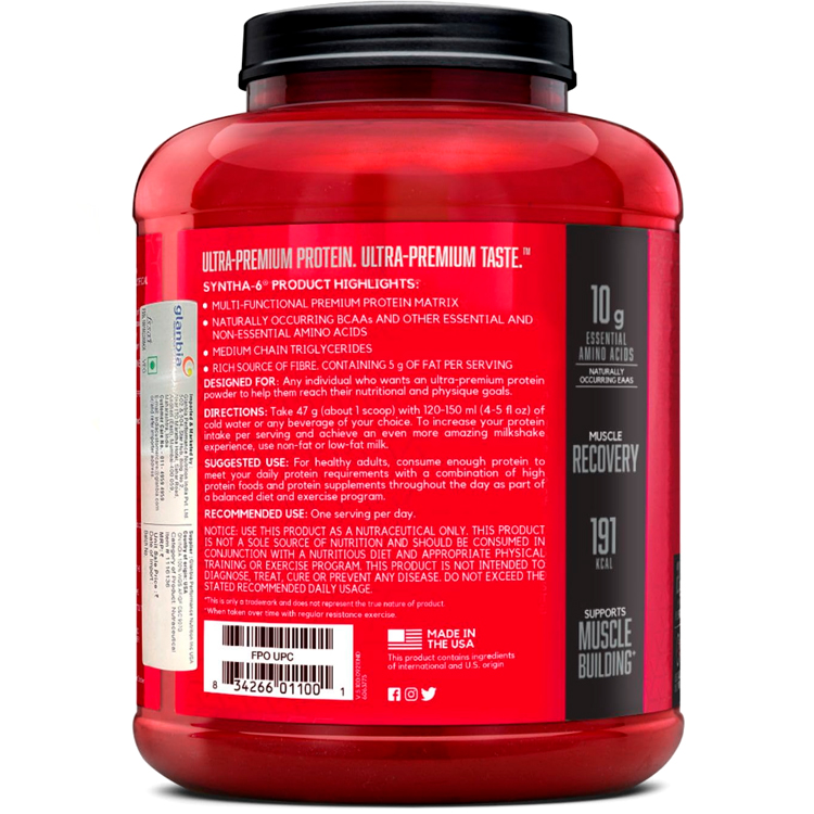 Сывороточный протеин BSN SYNTHA-6 Ultra Premium Protein Matrix, Vanilla Ice Cream 5lb/2.27 кг photo 3