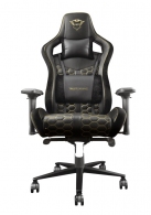 Trust Gaming Chair GXT 712 Resto Pro - Black, Height adjustable armrests, Class 4 gas lift, 90°-180° adjustable backrest, Strong and robust metal base frame, Including comfortable lumbar and neck pillow, up to 150kg thumbnav 1
