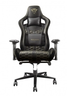 Trust Gaming Chair GXT 712 Resto Pro - Black, Height adjustable armrests, Class 4 gas lift, 90°-180° adjustable backrest, Strong and robust metal base frame, Including comfortable lumbar and neck pillow, up to 150kg