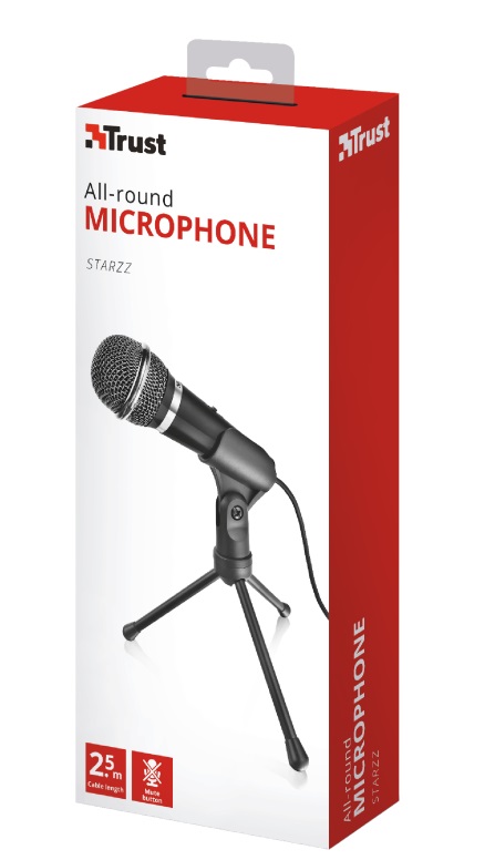 Trust Starzz All-round Microphone for PC and laptop, High performance microphone with mute switch and tripod stand, 2.5m cable with gold 3.5mm plug photo 4