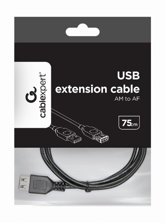 Кабель USB2.0 Cablexpert CC-USB2-AMAF-75CM/300-BK / 0.75 m / Black photo 4