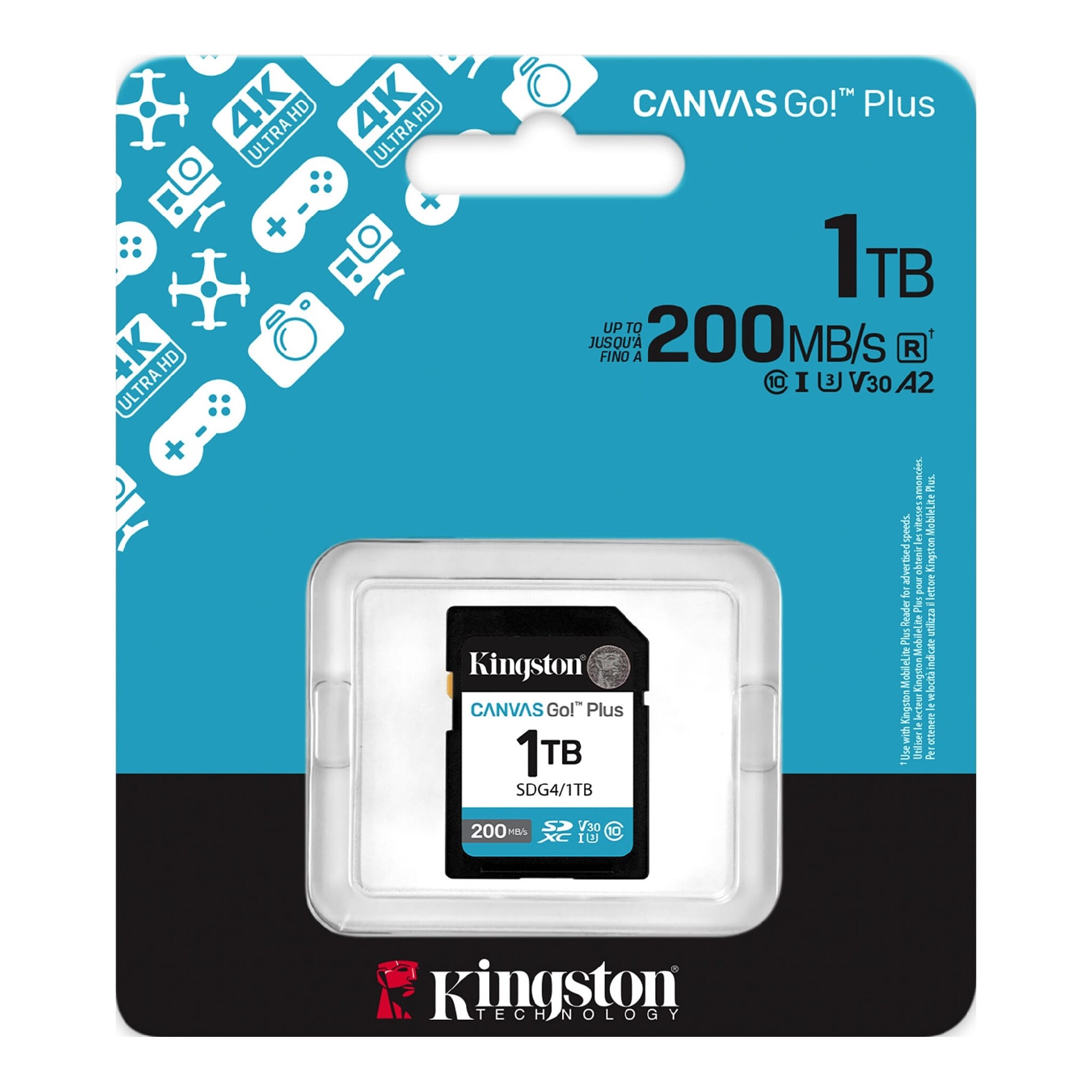 Карта памяти SD 1TB Kingston Canvas Go! Plus G4, 200/160Mbps photo 3