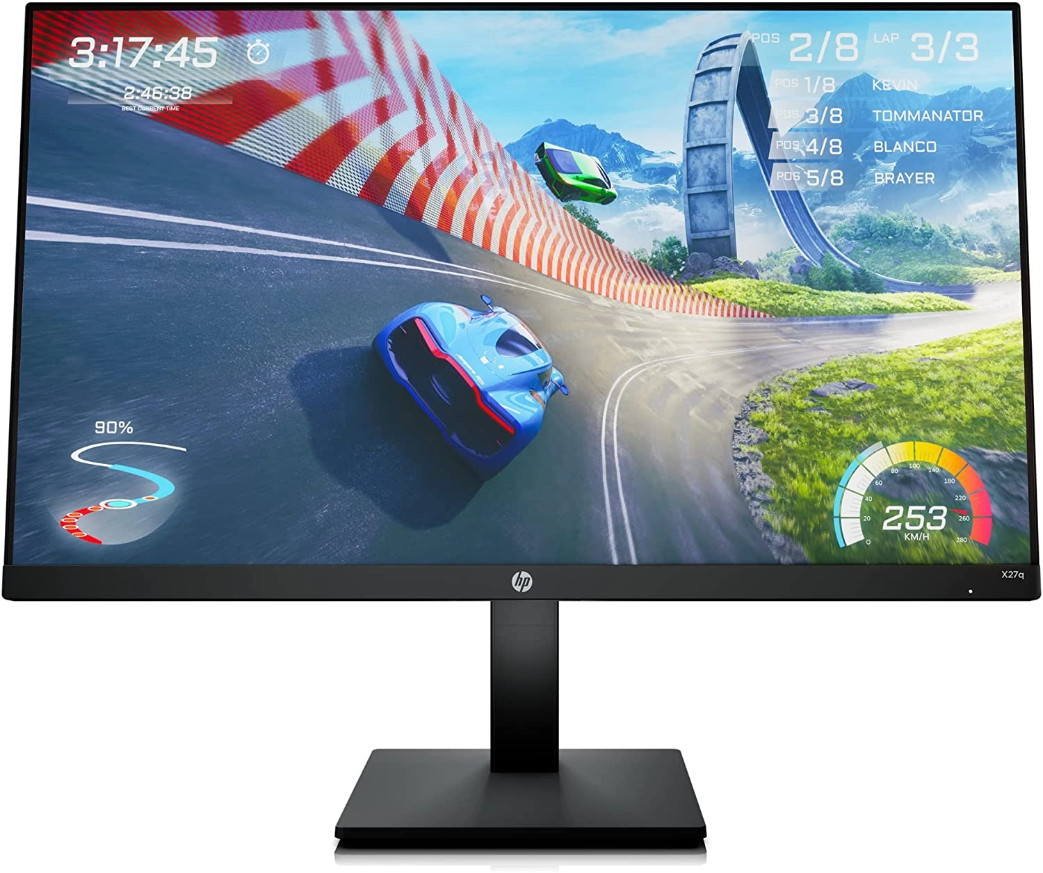 27.0 HP IPS LED X27 Gaming Black (1ms, 1000:1, 400cd, 1920x1080, 178°/178°, 165Hz Refresh Rate, AMD Free-Sync Premium, HDMI2.0, DisplayPort, Audio Line-out, Height Adjustment, Pivot, VESA)