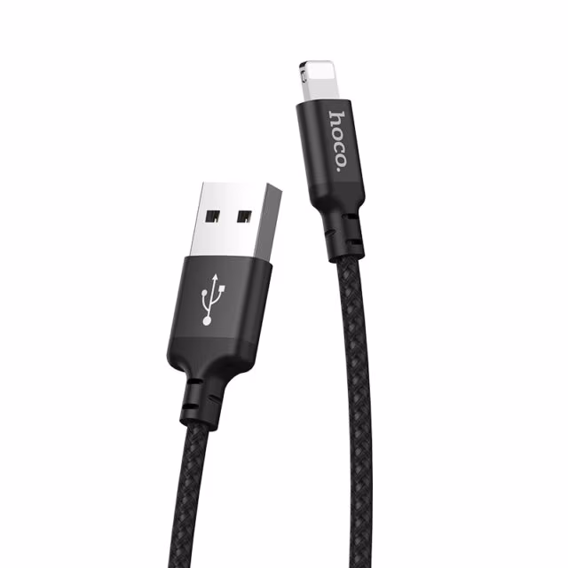 Cable  USB to Lightning   HOCO “X14 Times speed”,  2m,  Black, up to 2.0A, Charging Data Cable, Outer material: PVC 