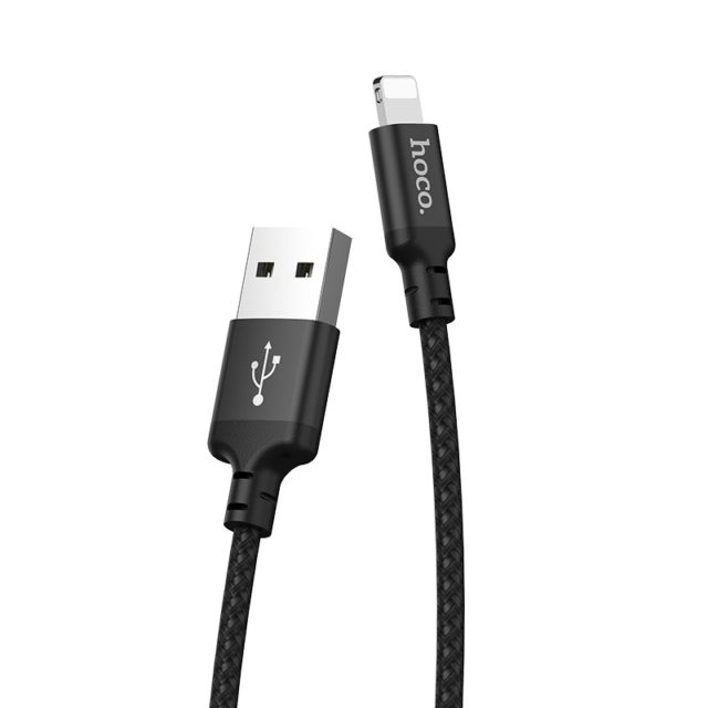 Cable  USB to Lightning   HOCO “X14 Times speed”,  2m,  Black, up to 2.0A, Charging Data Cable, Outer material: PVC photo 1