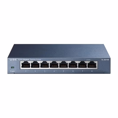 TP-LINK TL-SG108  8-port Gigabit Switch, Black, 8 10/100/1000M RJ45 ports, steel case, QoS, IGMP Snooping