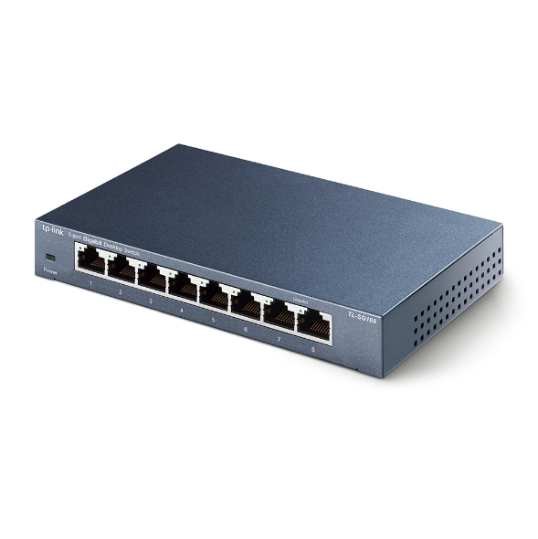 TP-LINK TL-SG108  8-port Gigabit Switch, Black, 8 10/100/1000M RJ45 ports, steel case, QoS, IGMP Snooping photo 2