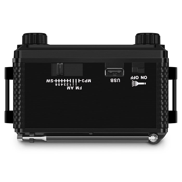 SVEN SRP-355 Black, FM/AM/SW Radio, 3W RMS, 8-band radio receiver, built-in audio files player from USB-fash, microSD and SD card storage devices, telescopic swivel antenna, built-in battery photo 4