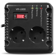 SVEN VR-L600, 200W, Automatic Voltage Regulator, 2x Schuko outlets, Input voltage: 184-285V, Output voltage: 230V ± 10%, diod indicators on the front panel, plastic body, Black thumbnav 2