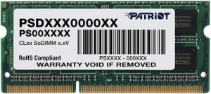 4GB DDR3-1600 SODIMM  PATRIOT Signature Line, PC12800, CL11, 1 Rank, Double-sided module, 1.5V thumbnav 1