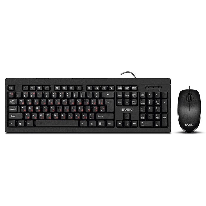 SVEN KB-S320C, Keyboard 104 keys + Mouse (Optical 800 dpi, 3+1 (scroll wheel)), Waterproof design, 1.5m, USB, Black, Rus/Ukr/Eng photo 1 SVEN KB-S320C, Keyboard 104 keys + Mouse (Optical 800 dpi, 3+1 (scroll wheel)), Waterproof design, 1.5m, USB, Black, Rus/Ukr/Eng photo 1