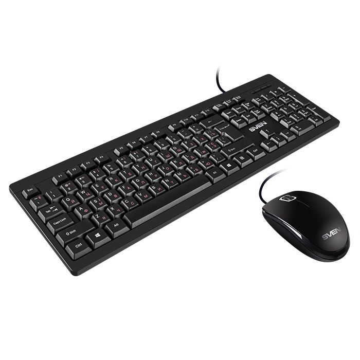 SVEN KB-S320C, Keyboard 104 keys + Mouse (Optical 800 dpi, 3+1 (scroll wheel)), Waterproof design, 1.5m, USB, Black, Rus/Ukr/Eng photo 2