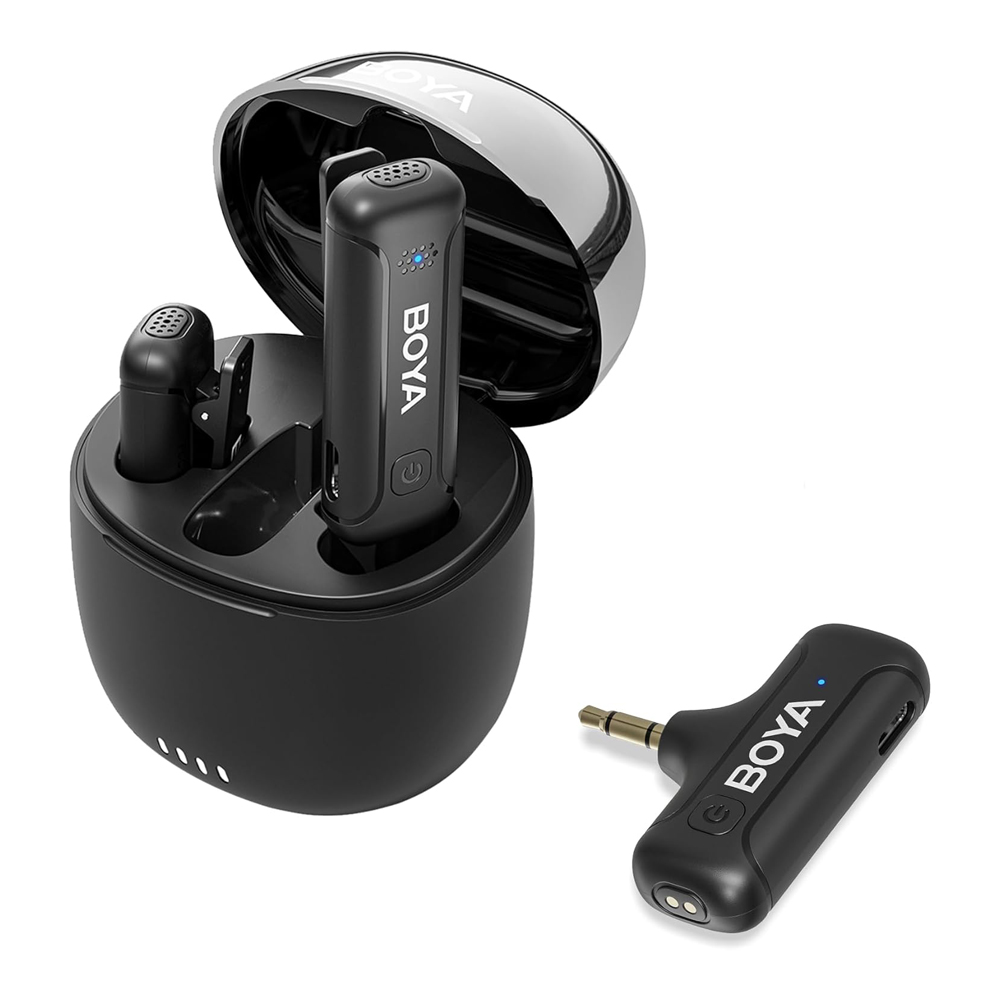 Microfon Boya Wireless Microphone 2.4GHz Dual-Channel System with Charging Case (BY-WM3T-U2), 3,0 Jack, Black photo 1 Microfon Boya Wireless Microphone 2.4GHz Dual-Channel System with Charging Case (BY-WM3T-U2), 3,0 Jack, Black photo 1