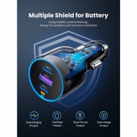Зарядное устройство авто. для телефона Ugreen 75W 3-Port Car Charger Black thumbnav 3