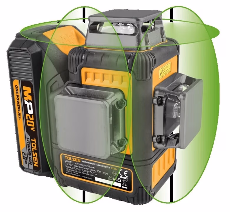 Уровень лазерный 3D 30м зелёный 20V Li-Ion MP20V 1x2.0Ah Tolsen