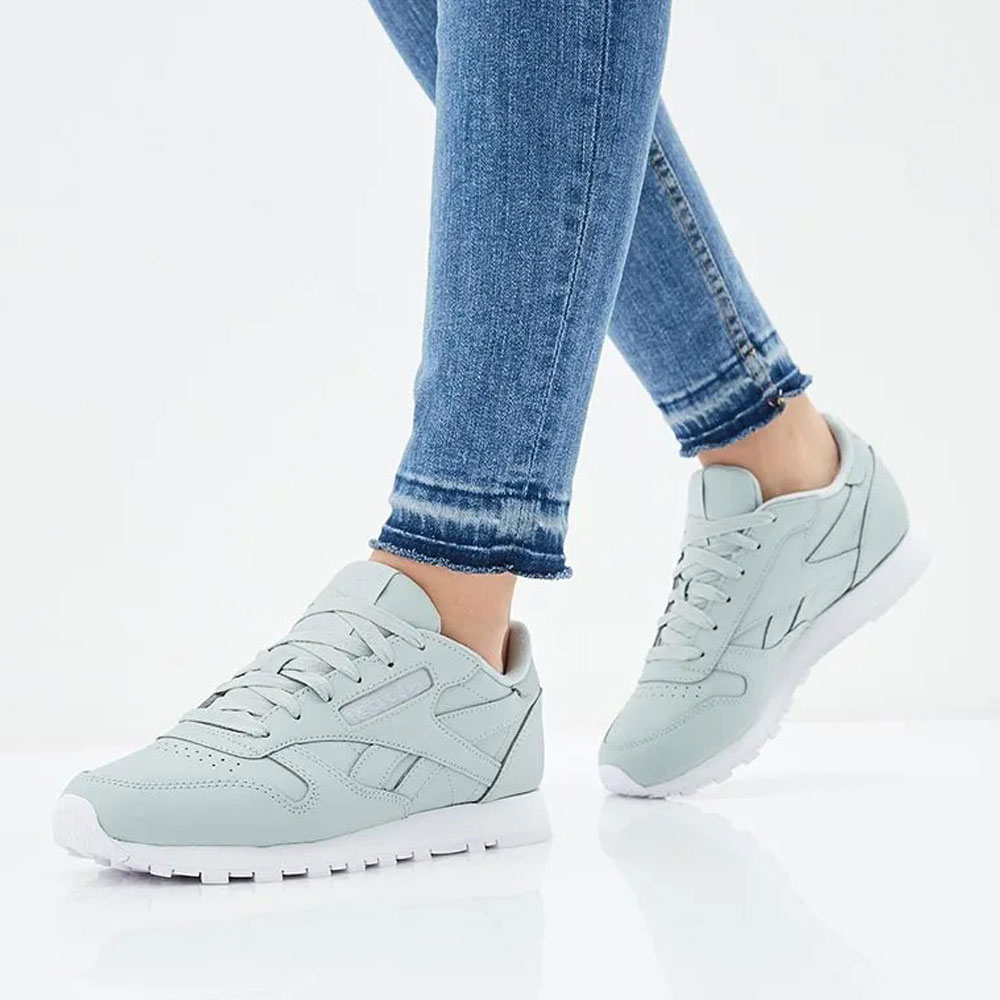 Кроссовки Reebok CL LTHR / Унисекс / 37.5 / Белый-зеленый photo 3