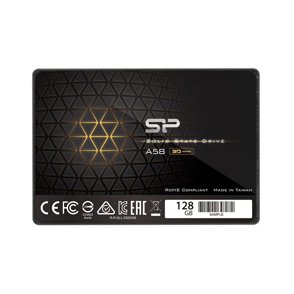 2.5" SSD 128GB  Silicon Power  Ace A58, SATAIII, SeqReads: 560 MB/s, SeqWrites: 530 MB/s, Controller Phison S11, MTBF 1.5mln, SLC Cash, BBM, Internal Auto-Copy Technology, SP Toolbox, 7mm, 3D NAND TLC photo 1