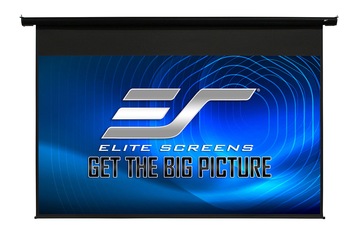 Elite Screens 120” (4:3) 244 x 183 cm, Electric Projection Screen, Spectrum Series with IR/Low Voltage 3-way wall box, Black photo 1