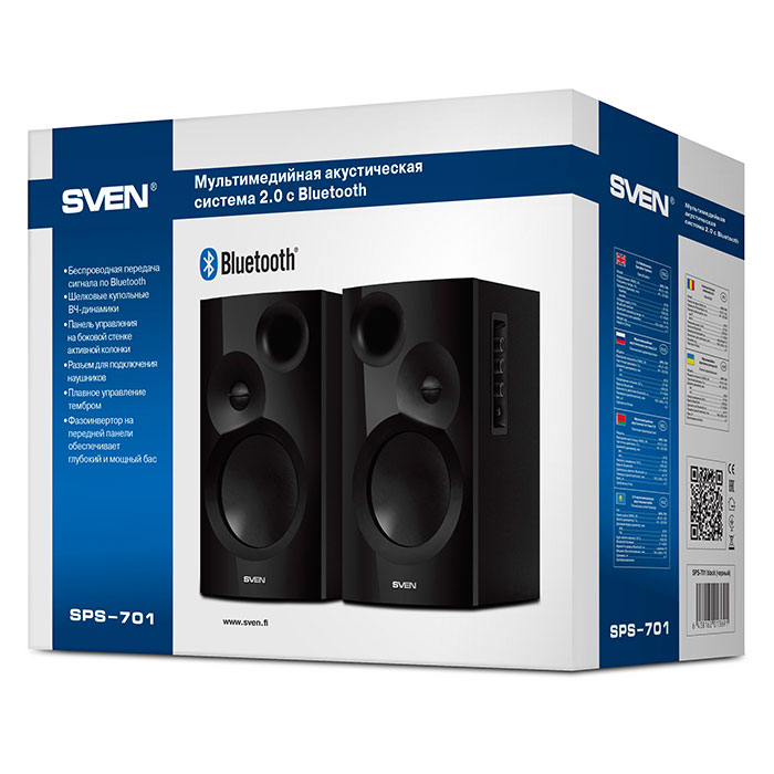 Колонки 2.0 SVEN SPS-701 / 40W RMS / Bluetooth / Black photo 3
