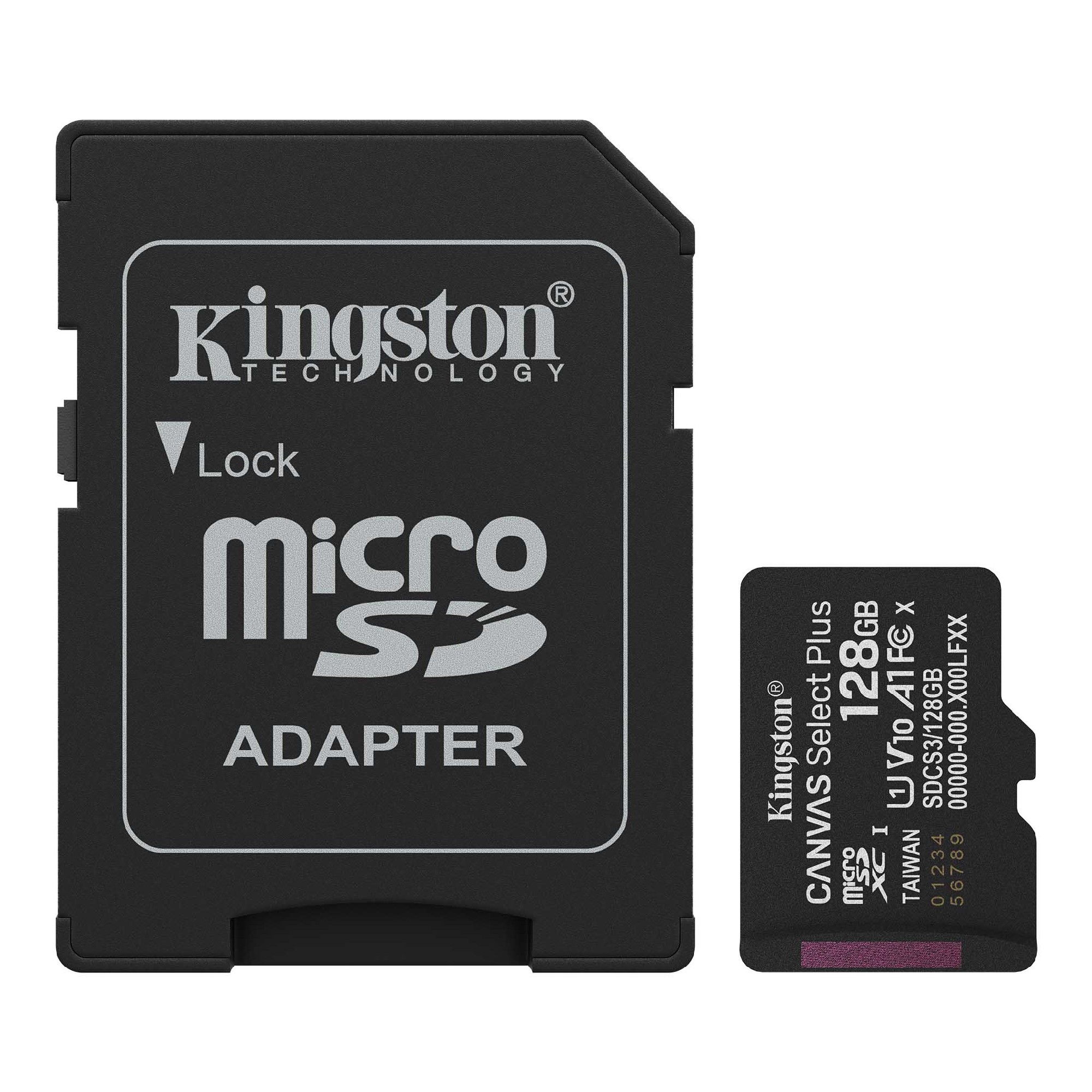 Карта памяти microSD  128GB Kingston Canvas Select Plus, 150MB/s + SD adapter photo 2