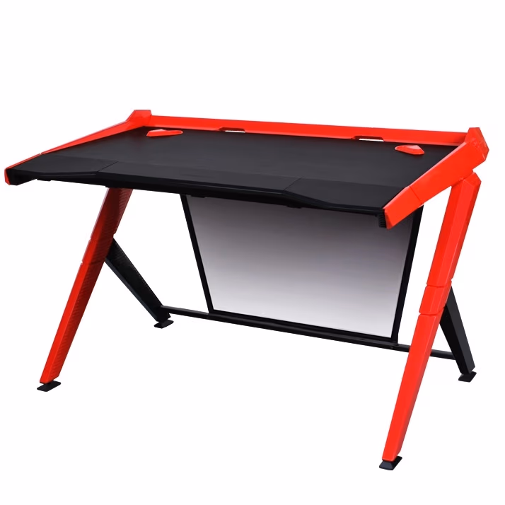 Gaming/Office Desk DXRacer GD-1000-NR, Black/Red, Double Triangle Design, Material-Strong & Durable High Quality ABS + Wooden Desk Board + Steel Rod Frame, Carbon fiber blind backstage, 10 Deg Slope, 360 Deg Rotatable, Size 1270x790x390mm, W-32kg 