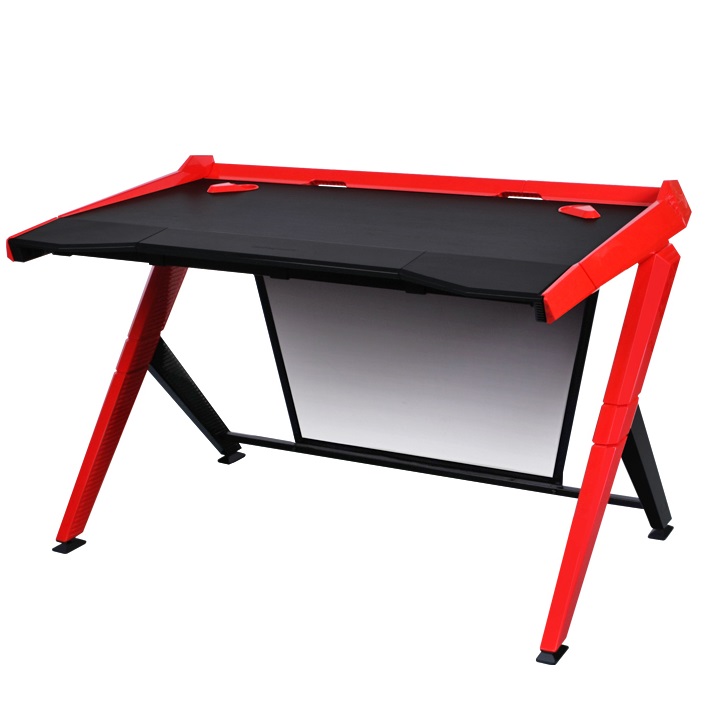 Gaming/Office Desk DXRacer GD-1000-NR, Black/Red, Double Triangle Design, Material-Strong & Durable High Quality ABS + Wooden Desk Board + Steel Rod Frame, Carbon fiber blind backstage, 10 Deg Slope, 360 Deg Rotatable, Size 1270x790x390mm, W-32kg photo 1