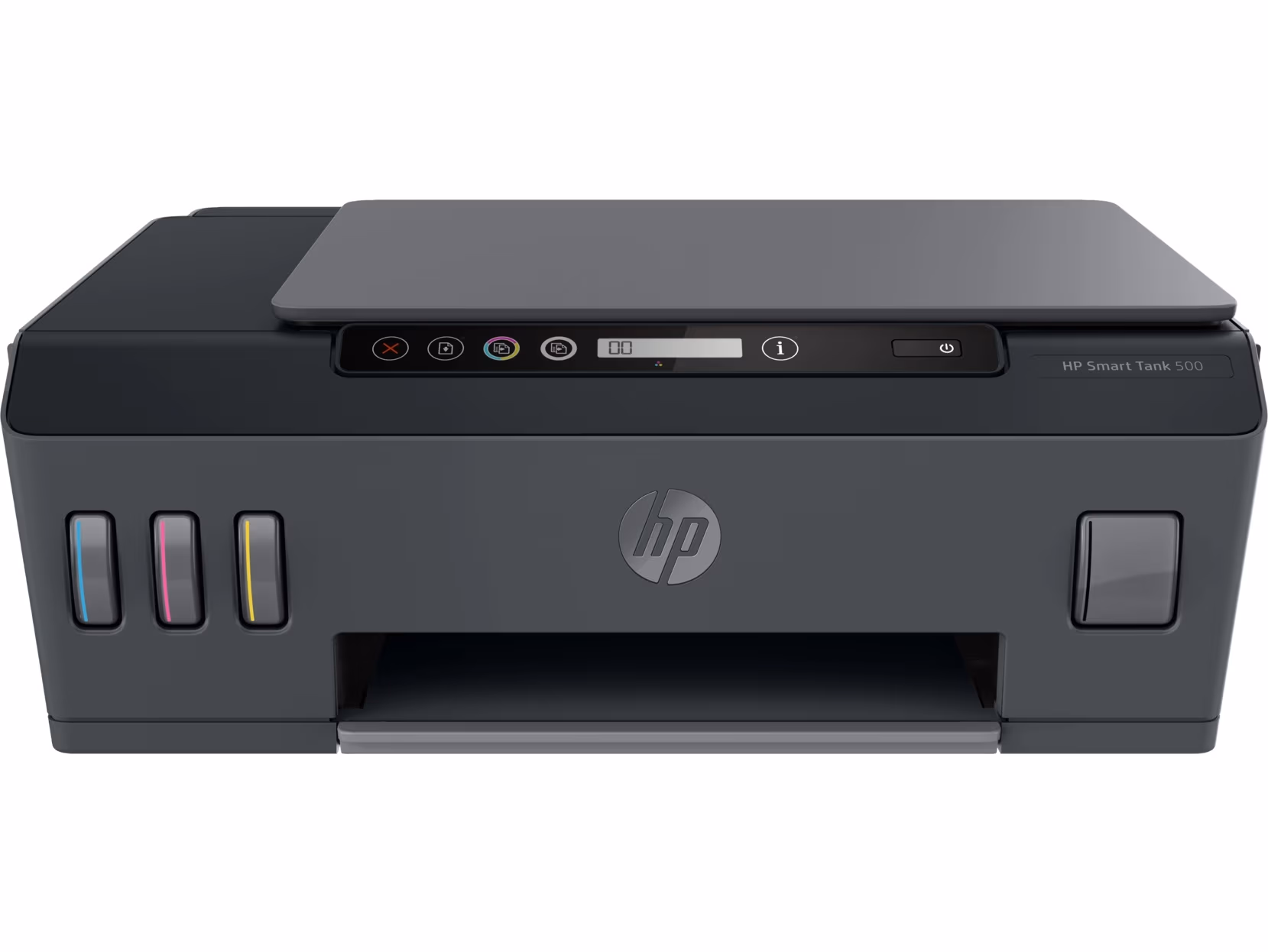 MFD CISS HP Smart Tank 500, Black/Gray, A4, up to 11ppm/5ppm black/color, up to 4800x1200 dpi, Scan 1200 x 1200, Up to 800 p/m, 800Mhz, 256 Mb, 7 segment LCD, Hi-Speed USB 2.0, (3*GT53XL Black 135ml, 1*GT52 C/M/Y)