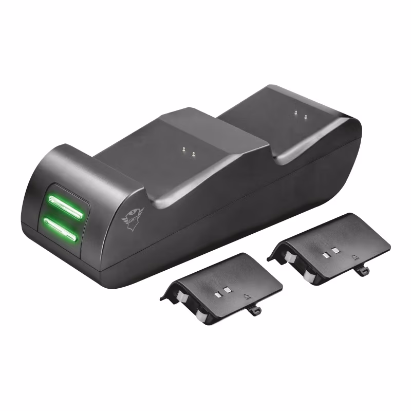 Trust Gaming GXT 247 Duo Charging Dock for Xbox One, Including 2 x 800mAh NiMH batteries, Charge up to 2 original game controllers at the same time, Power adapter 