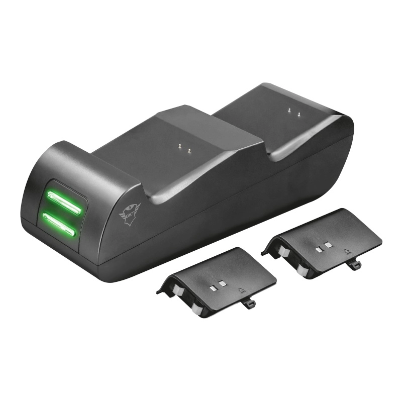 Trust Gaming GXT 247 Duo Charging Dock for Xbox One, Including 2 x 800mAh NiMH batteries, Charge up to 2 original game controllers at the same time, Power adapter