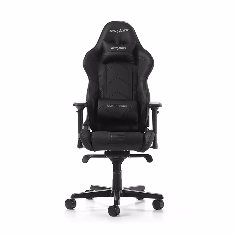 Gaming/Office Chair DXRacer Racing Pro GC-R131-N-V2, Black/Black, Premium PU leather, max weight up to 150kg / height 165-195cm, Rocking Function, Recline 90°-135°, 4D Armrests, Head and Lumber cushions, Aluminium wheelbase, 3" PU Caster, W-26.1kg 
