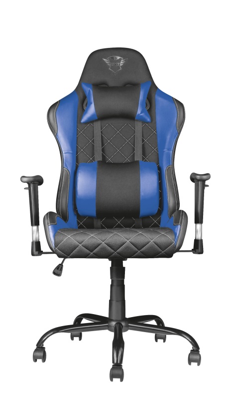 Trust Gaming Chair GXT 707B Resto - Blue, Height adjustable armrests, Class 4 gas lift, 90°-180° adjustable backrest, Strong and robust metal base frame, Including removable and adjustable lumbar and neck cushion, Durable double wheels, up to 150kg photo 1