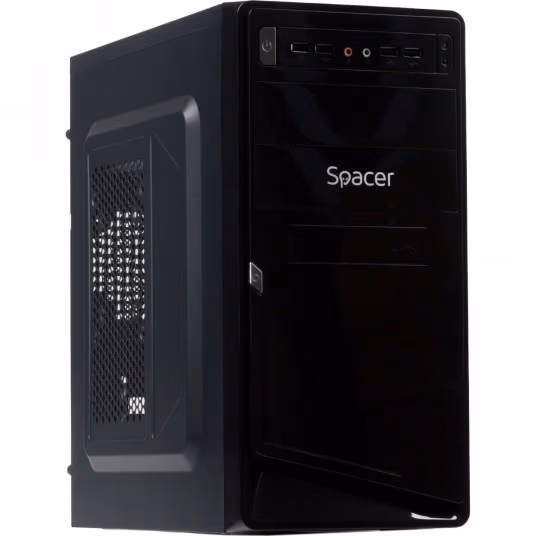 SPACER Moon mATX Case, (450W, 24 pin, 2xSATA, 8cm fan), 4xUSB2.0 / HD Audio, 2xJack 3.5mm, Black