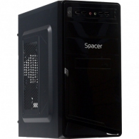 SPACER Moon mATX Case, (450W, 24 pin, 2xSATA, 8cm fan), 4xUSB2.0 / HD Audio, 2xJack 3.5mm, Black thumbnav 1