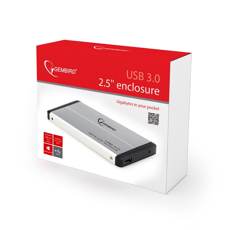 Gembird EE2-U3S-2-S, External enclosure for 2.5'' SATA HDD with USB3.0(5Gb/s) interface, Silver photo 3