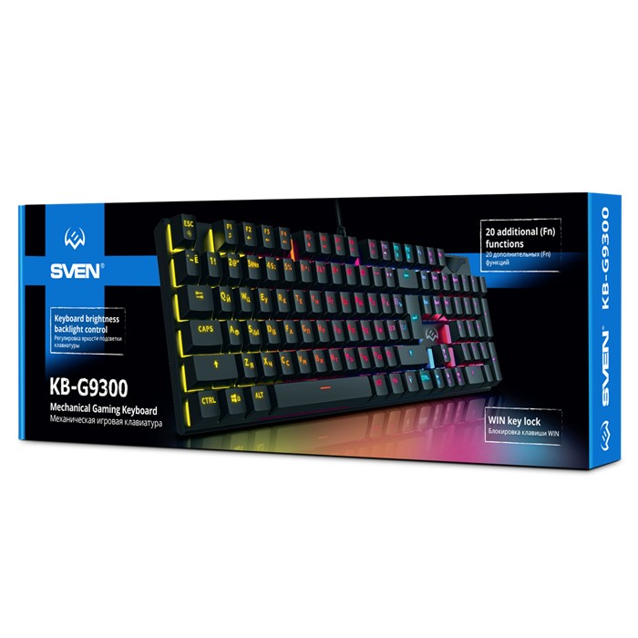 Tastatura Gaming SVEN KB-G9300 RGB / Blue switches / USB / 1.8m / Black photo 8