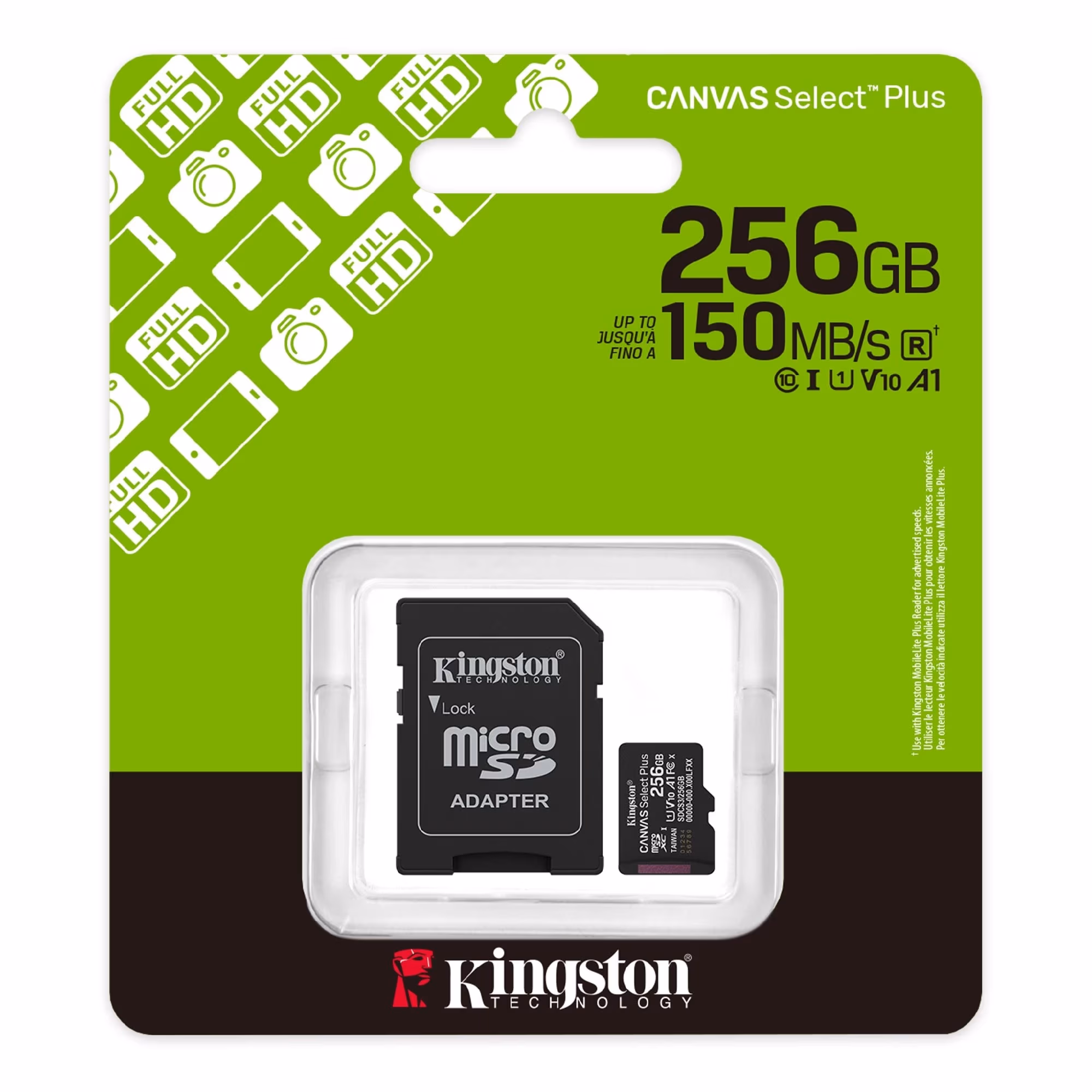 Card de memorie microSD  256GB Kingston Canvas Select Plus, 150MB/s + SD adapter 