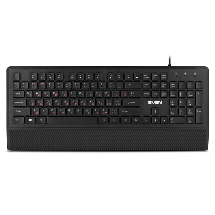 SVEN KB-E5500, Keyboard, 104 keys, 12 Fn-keys, Waterproof, Ergonomic Keyboard Rest, slim compact design, low-profile keys, Black, Rus/Ukr/Eng photo 1