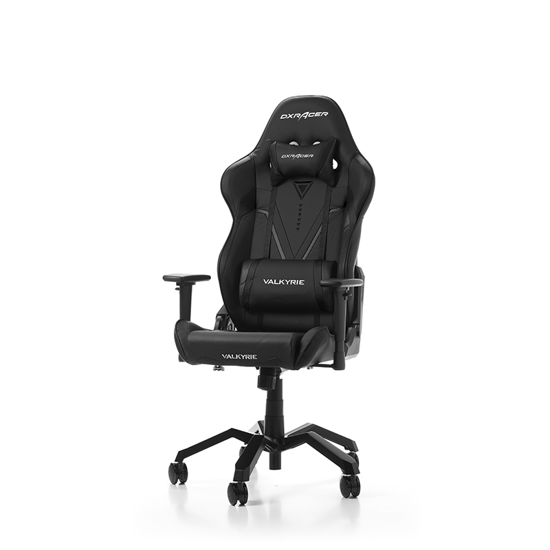 Gaming/Office Chair DXRacer Valkyrie GC-V03-N-B1, Black/Black, Premium PU leather + Perforated & Carbon look PVC, max weight up to 150kg / height 165-195cm, Recline 90°-135°, 3D Armrests, Head&Lumbar Cushions, Aluminium Spider, 3"PU Caster, W-23.7kg photo 1