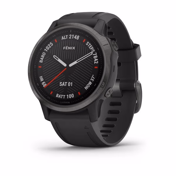 Garmin fenix 6S Pro and Sapphire, Carbon grey DLC with black band 