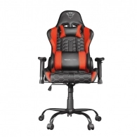 Trust Gaming Chair GXT 708R Resto - Red, Height adjustable armrests, Class 4 gas lift, 90°-180° adjustable backrest, Strong and robust metal base frame, Including removable and adjustable lumbar and neck cushion, tilting seat with locking mechanism, durab
