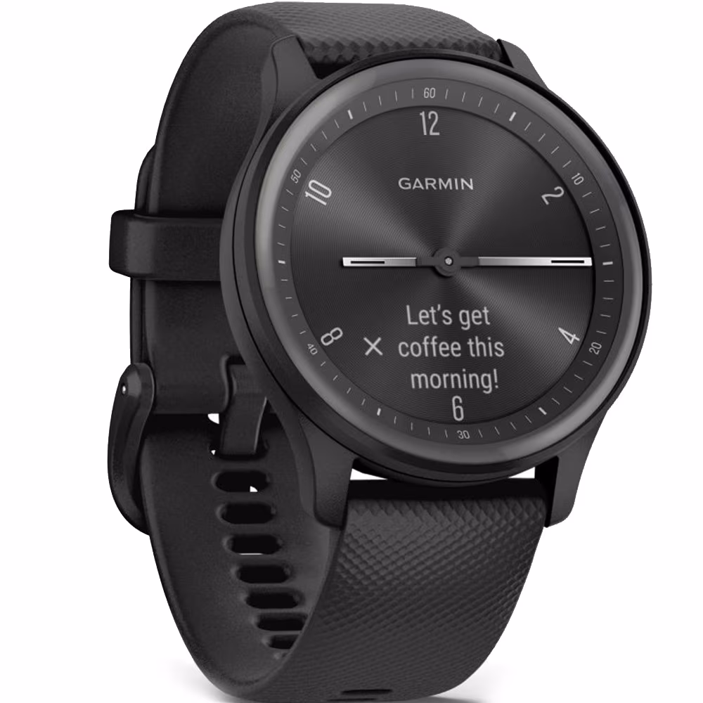 Garmin Vivomove Sport, Black Case and Silicone Band with Slate Accents 